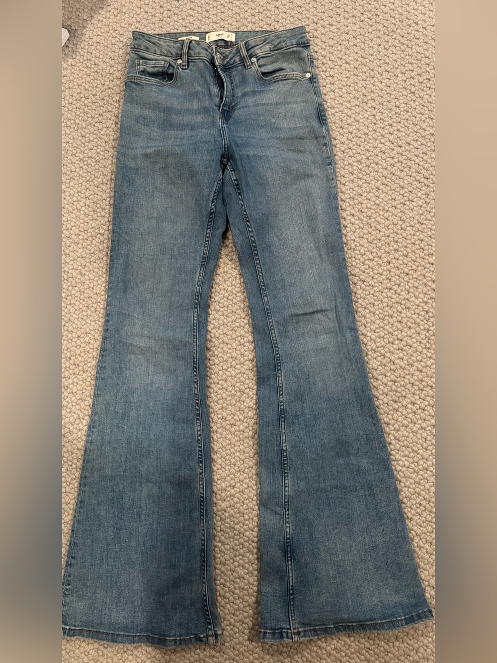 Mango Women's Blue Flared Jeans with stretch